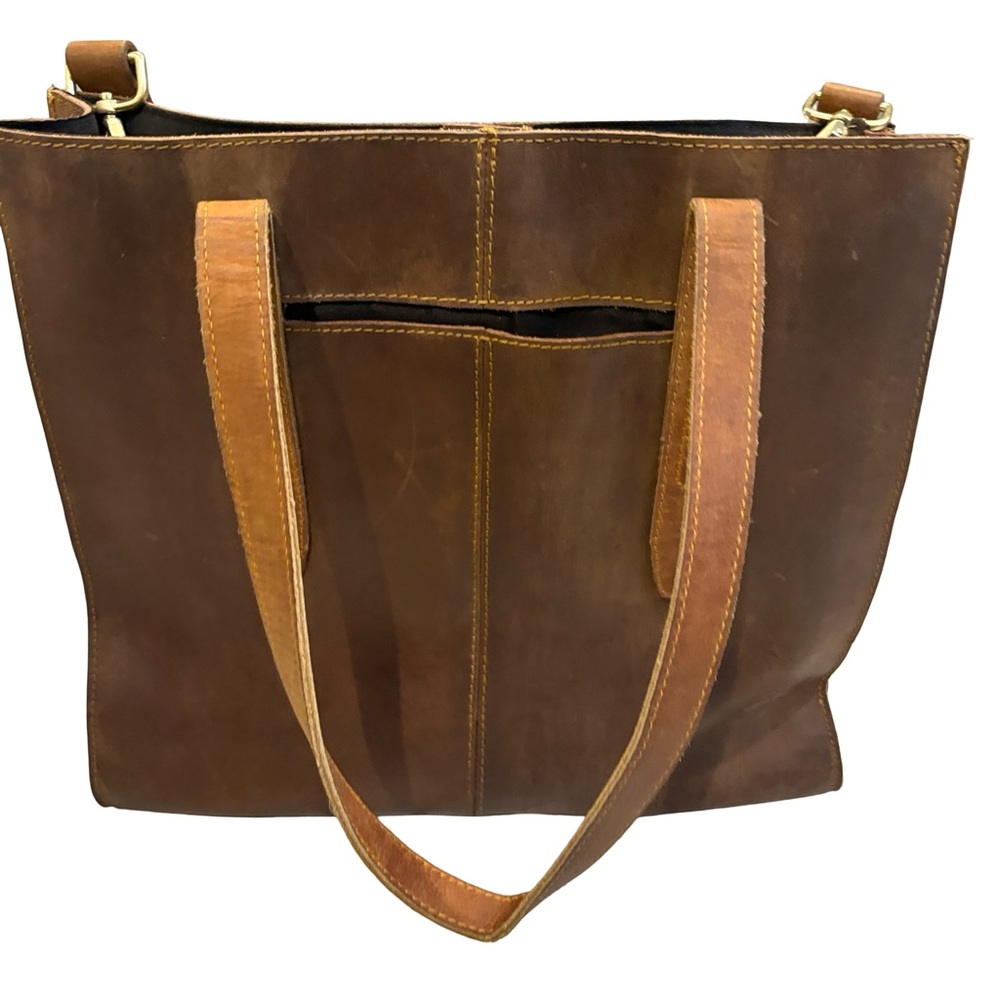 Le Papillon Large Brown Leather Tote - Picture 7 of 16
